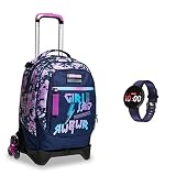 TROLLEY JACK Seven® 3 RUOTE - DRAWINGPIN GIRL + Orologio Smart Watch SEVEN Blu