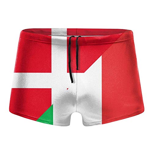 HFXY Traje de baño para Hombres Bandera de Italia y Dinamarca Traje...