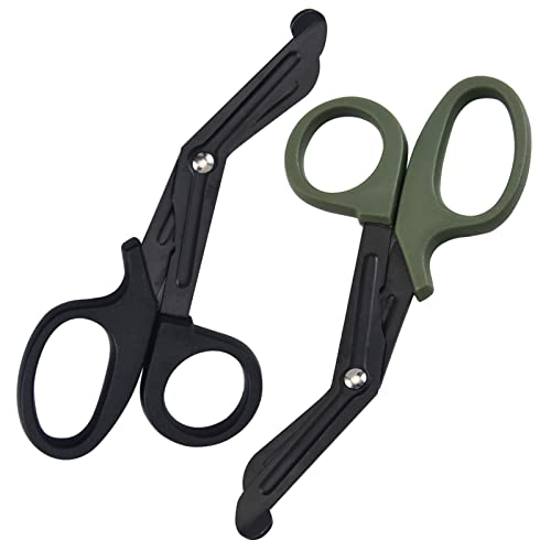 Tijeras médicas, Paquete de 2 Tijeras médicas, tijeras de trauma y de primeros auxilios EMT-Fabricado con acero Inoxidable para viajes al aire libre Botiquín de primeros auxilios 15 cm(azul, naranja)