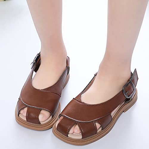 Boys Girls Leather Soft Closed Toe Sandals Lightweight Hollow Outdoor Beach Sport Water Shoes for 2205 Summer2