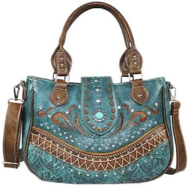 Texas West Western Style Rhinestone Concho Buckle Concealed Carry Purse Women Shoulder Bag in 4 colors