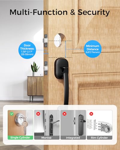 Keyless Entry Deadbolt with Handle Set - WiFi Smart Lock with Camera, 5-in-1 Camera+Doorbell+Fingerprint+Keypad, App Control, Auto Lock, Easy Install, Waterproof for Front Door（Black） - image 8