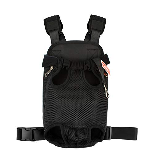 NICREW Legs Out Front Dog Carrier, Hands-Free Adjustable Pet Backpack Carrier, Wide Straps Shoulder Pads (Upgraded Black, XL)