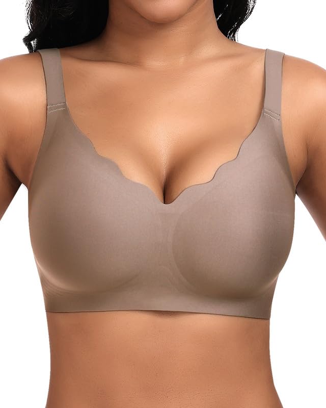 Jiuday BH Damen ohne Bügel Große Brüste Nahtloser Push Up BH Soft Bequemer Seamless Bra T Shirt Bügelloser Gepolstert Klassische Bralette