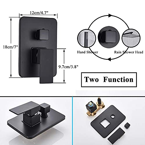 Ensemble de douche noir mat avec pommeau mural et mitigeur - 4