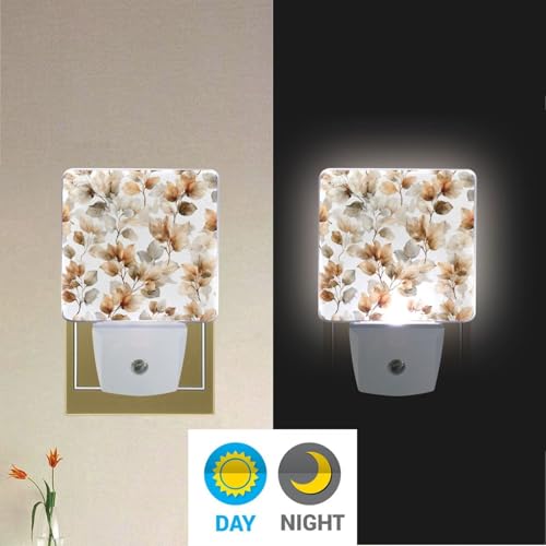 Lámpara de noche con sensor y patrón acuarela hojas otoño miniatura 4