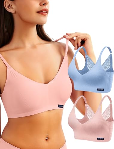 Image of Livona Wireless Bras for Women - Comfort Bralettes with Support Adjustable Seamless Sports Bras Lace Cami Crop S-XXL