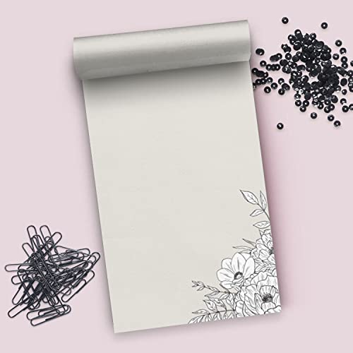 Image of Dashleigh Lux Floral Ivory and Black Notepad, 100 Sheets (4x6 in. - Unlined)