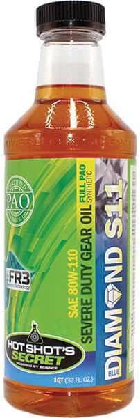 Hot Shot’s Secret Blue Diamond S11 80W-110 32 oz – Full Synthetic Severe Duty Gear Oil, FR3 Nano Technology