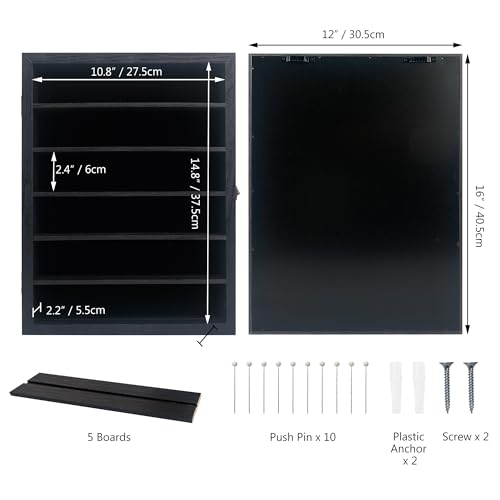 Image of Shadow Box Frame with Removable Shelves, Black 12x16 Deep Memory Box Display Case for Keepsake Collectibles, Coins Military Medals Pins Wedding Flowers