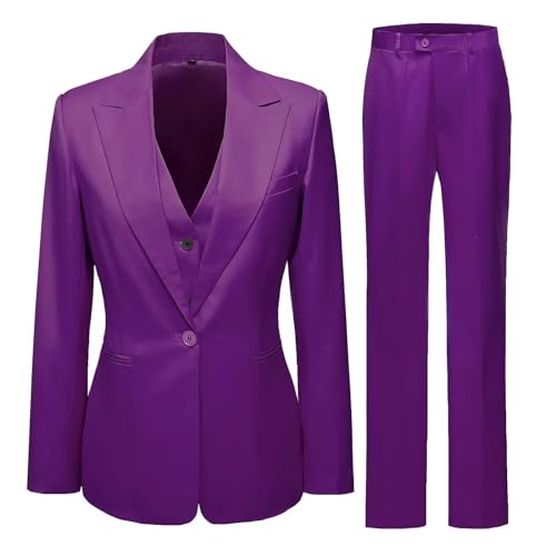 Women's 3 Piece Suit Lady Business Casual Office Pant Suits for Women Dressy One Button Slim Fit Blazer Jacket Vest Pants Set3