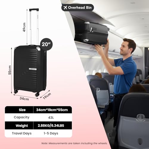 Image of Storite Trolley Suitcae Bag Hard-Sided Polycarbonate with TSA Lock & 8 Durable Double Side Wheel Lightweight for Travel (Cabin - 20 Inch)