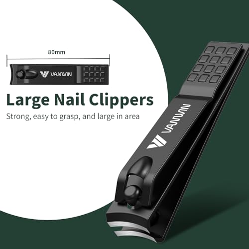 Image of German Nail Clippers for Men VANWIN Nail Clipper Set 4-Pack Ultra Sharp, Matte Stainless Steel Fingernail & Toenail Clippers with Glass Nail File, Nail Cutter Stocking Stuffers for Men Women Black