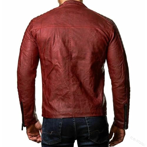 JEShifangjiusu Men's Classic Motorcycle Faux Leather Jacket Zip Front Casual Style Jackets Biker Design Coat With Pockets2