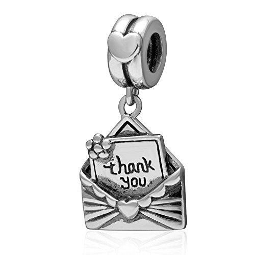 Dije de carta de agradecimiento con rosa de jardín de plata de ley 925 colgante diseño de estrella para pulsera para día de Acción de Gracias