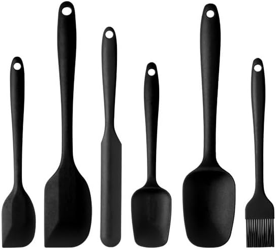 Miniatura 9 de Juego de 6 espátulas de silicona, espátula de goma resistente al calor para uso en cocina, no tóxica, grado alimenticio, mango fuerte mejorado con