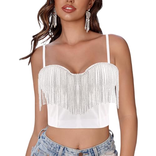 Bustier push-up sexy à strass : sublimez votre silhouette avec ce haut sans manches élégant