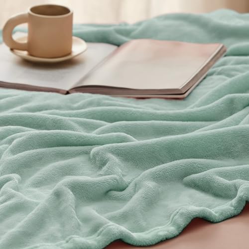 Image of Bedsure GentleSoft Fleece Bed Blankets Full Size Sage Green - Soft Lightweight Plush Fuzzy Cozy Luxury Blanket Microfiber, 84x90 inches