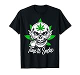 Skull Time To Smoke Weed Pipe Cannabis Marijuana Stoner 420 T-Shirt
