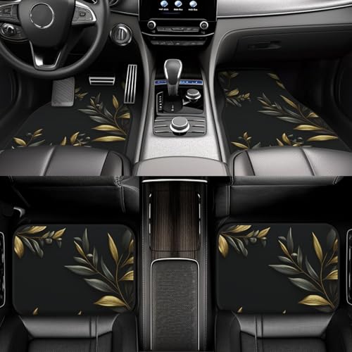 Tapis de sol voiture motif branche d'olive dorée toutes saisons