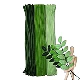 Harmoso Green Color Trio Pipe Cleaner Set - 300pcs, Thick Fluffy Chenille Stems for Arts & Crafts, Perfect for Making Animals, Flowers, and Festive Decorations(12 inches x 0.24 inches)
