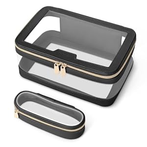 Soimeat Transparente Reise-Kosmetiktasche mit Pinsel-Etui