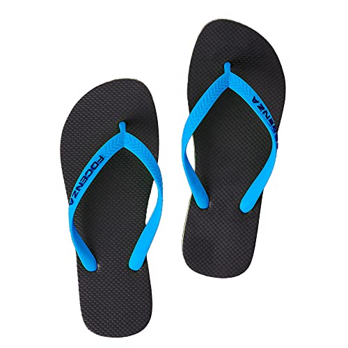Chanclas Focenza para playa y piscina, diseño cómodo y colorido unisex en negro turquesa