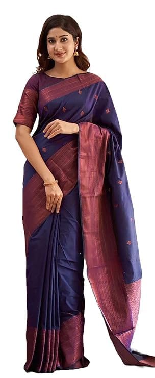 C J Enterprise Women’s Pure Soft Kanjivaram Cotton Silk Saree Banarasi Style With Blouse Piece for Wedding (Diamond-Butti)