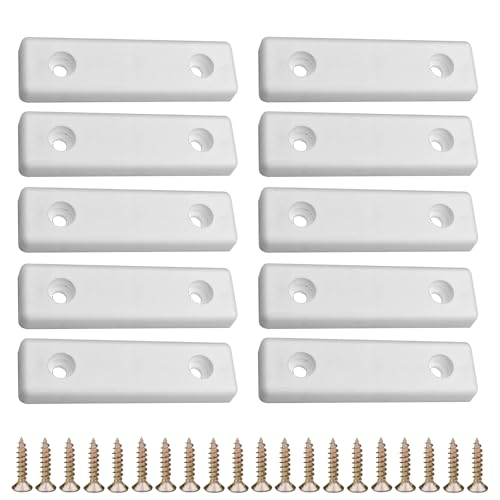 cyclingcolors 10x Patines Pies para Muebles en Plástico Rectangulares 50x14mm Mesa Armario cómoda Cama cuña Accesorio protección Suelos Altura para Atornillar, blanco