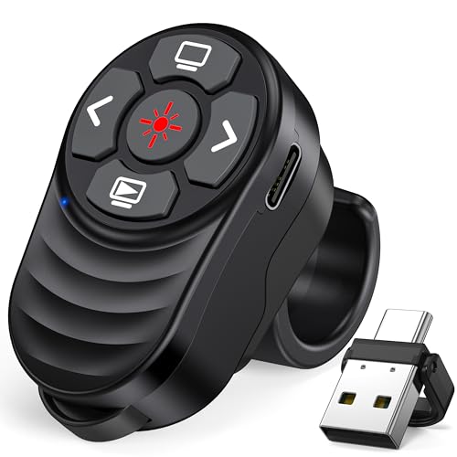 Presentador USB C, 2,4 GHz puntero para presentaciones, mando a distancia PowerPoint 2 en 1 vía USB A y receptor USB C, presentaciones para Windows 7/8/10/Mac/Linux/Android/PowerPoint