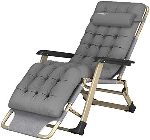 Silla reclinable con cojín para exterior tumbona plegable gris 250 kg