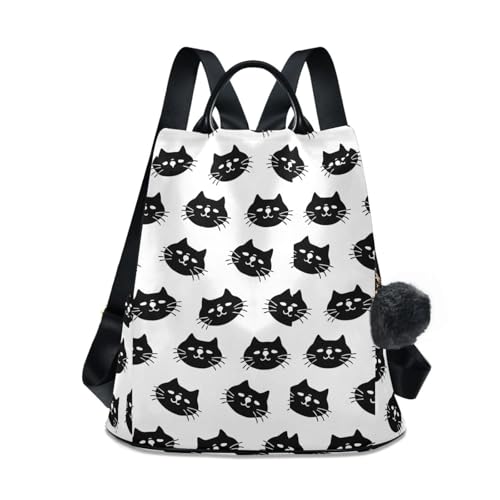 Sac à dos femme têtes de chat noires un style unique et porte-clés peluche doudou