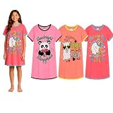 Angel Face Girls’ Nightgown Pajamas – 3 Pack Sleepwear Night Dress Sleep Shirt (4-14), Size 10, Panda/Llama/Unicorn