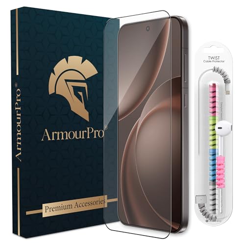 Image of ArmourPro Military-Grade Tempered Glass for Oppo Find X9s - 9H Anti Scratch, Edge-to-Edge Coverage, HD Clarity, Smooth Touch, Case Friendly, Easy Installation Kit with Cable Protector
