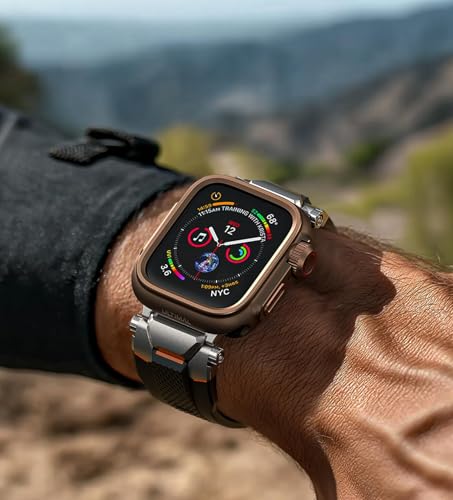 Image of ULTIMAL Metal Case Compatible with Apple Watch Series SE3 /SE2 /SE /6 /5 /4 44mm with Back Cover, Military Grade Shockproof Protective Case, Rugged Cover for iWatch 44mm (Brown)