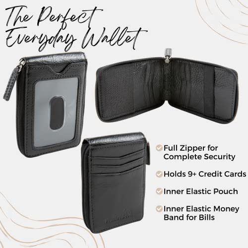 Men's Wallet RFID Zipper Front Pocket Outer ID Black3