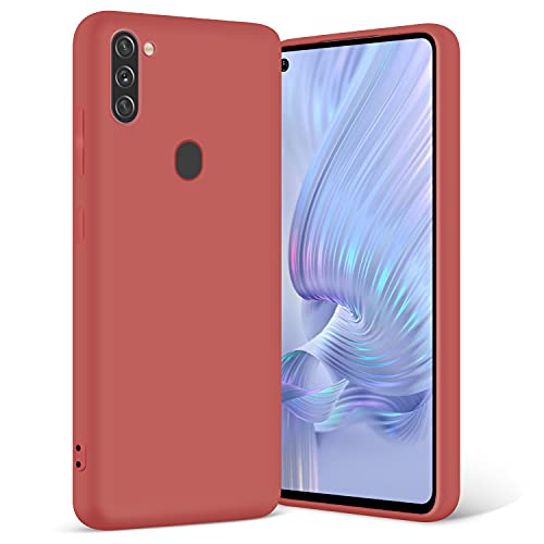 Coque pour Samsung Galaxy A11 silicone liquide rouge protection antichoc amovible