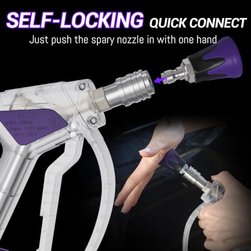 Image of Short Pressure Washer Gun, Swivel Power Washer Gun 4060 PSI, Stubby Pressure Washer Gun with 3 /8 inch Smooth & 1 /4 inch Quick Connector Coupler Compatible with Hose Foam Cannon Car Wash Foam Gun