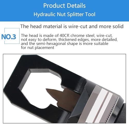 Heavy Duty Hydraulic Nut Splitter Tool - Portable 16T Nut Separator & Cracker for Removing Rusty, Broken, or Damaged Nuts - Durable & Efficient Rust Removal Solution