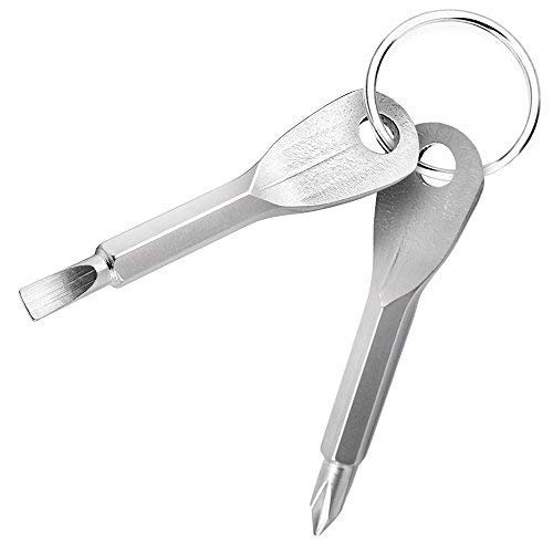 Alixin-Mini herramienta multifuncional de bolsillo,para emergencias al aire libre,portátil,juego de destornilladores EDC con llavero,destornillador de bolsillo,2 llaves/juego(plateado) Cover