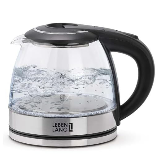 LEBENLANG Glass Kettle Small - 1 Litre & BPA Free - Includes LED Lighting I Mini Kettle Glass Kettle Quiet I Travel Kettle Small Water Cooker 1L Water Heater Boiler Kettle