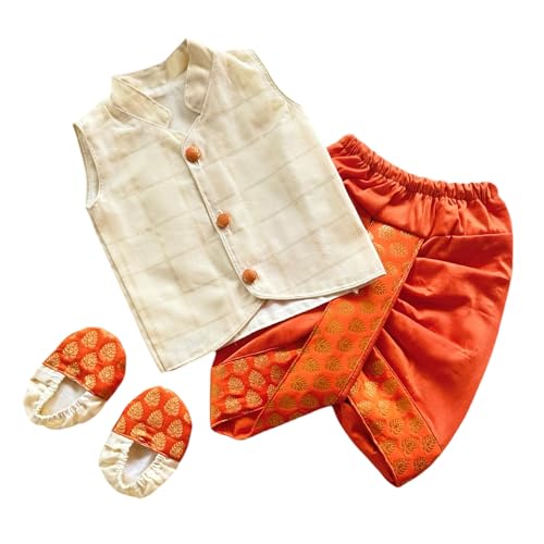 Image of Picksparrow Baby Boy Shirt-Dhoti Pants-Booties (Cotton Silk, Checks)