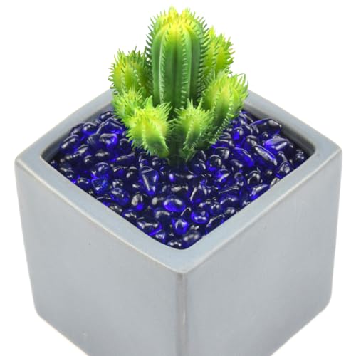 Image of WAYBER Glass Stones, 1Lb /460g Irregular Sea Glass Pebbles Non-Toxic Artificial Gemstones for Gem Display /Vase Filler /Terrarium Flowerpot Aquarium Turtle Tank Decoration, Dark Blue