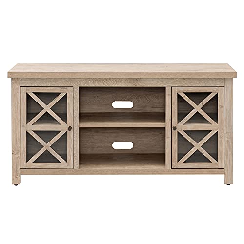 Image of Henn&Hart Rectangular TV Stand for TV's up to 55 inch in White Oak, TV Stands for the Living Room