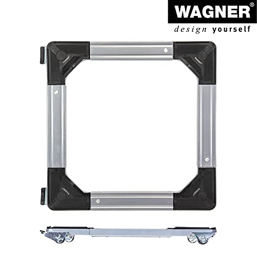 WAGNER Transportroller Transporthilfe I Industriestahl 46-66 x 5 cm, Tragkraft 220 kg I größenverstellbare ausziehbare Ladefläche I Umzug von Waschmaschine, Trockner, Herd I Möbelroller mit Bremsen