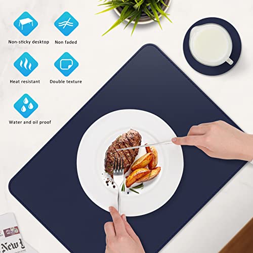 Aplker Placemats Set Of 6, Heat Resistant Placemats And Coasters Washable Wipeable Non-Slip Waterproof Table Placemats For Kitchen Dining Table(Navy Blue) #TOP2
