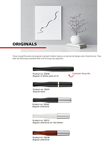 Denicotea Zigarettenspitze in den Farben Silber + 10 extra Filter, Schwarz/Rot/Weiß, Klein, 19974