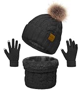 3 Pieces Winter Hat and Scarf Set for Women Warm Knit Beanie  display picture 1