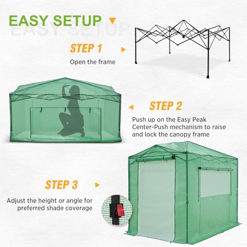 Image of EAGLE PEAK 8x6 Easy Setup Pop Up Greenhouse, Clear /Green /Mesh