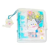 Ladruph シール帳 透明 可愛いシールバインダー 女の子 はがせる3穴 クリアシール手帳 透明ルーズリーフ10枚付き 詰め替え可能 シール収納 女の子 ギフトにも最適 (猫)